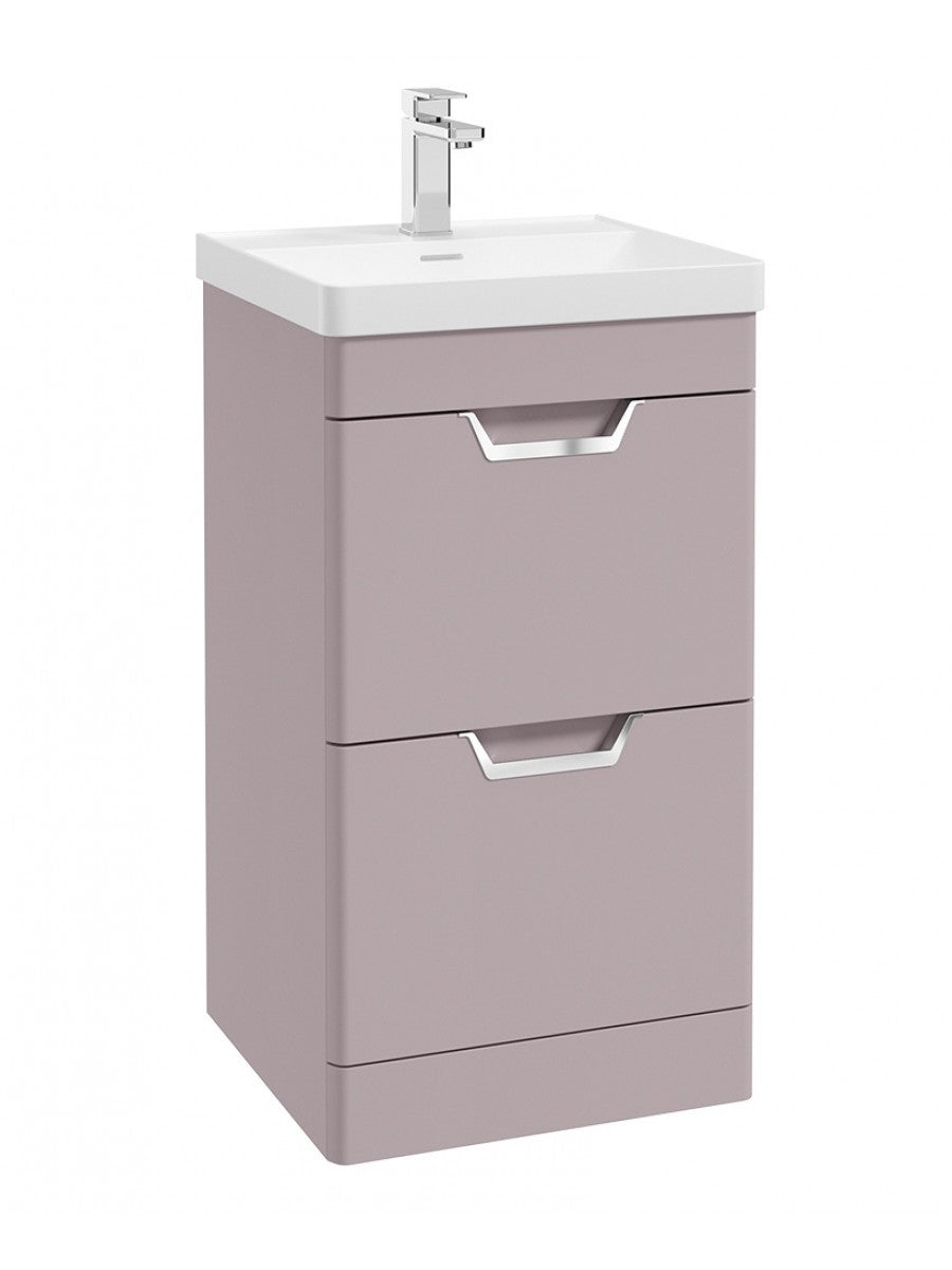 Freya 500mm 2 Drawer Floor Standing Vanity Unit Matt Cashmere Pink - Chrome Handle