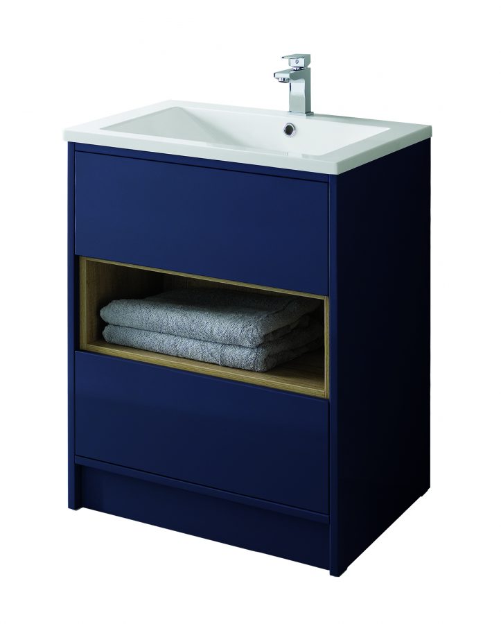 Lucca matt sapphire blue 600mm floor standing unit & basin