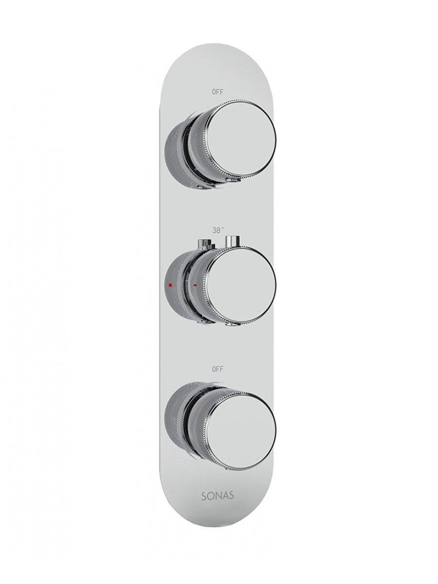 Quantum Knurled Triple Shower Valve Dual Outlet Valve