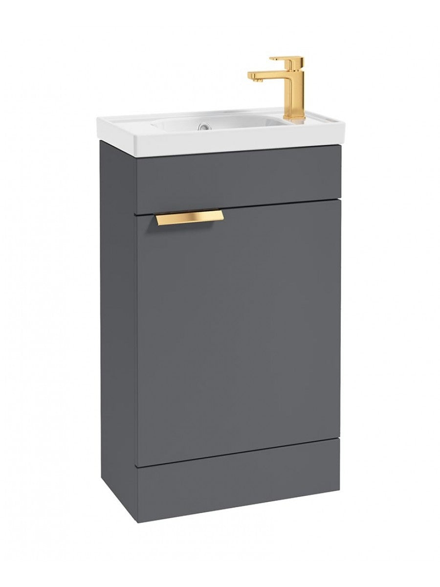 Stockholm 50cm Floor Standing Cloakroom Unit Gold Handle Matt Midnight Grey