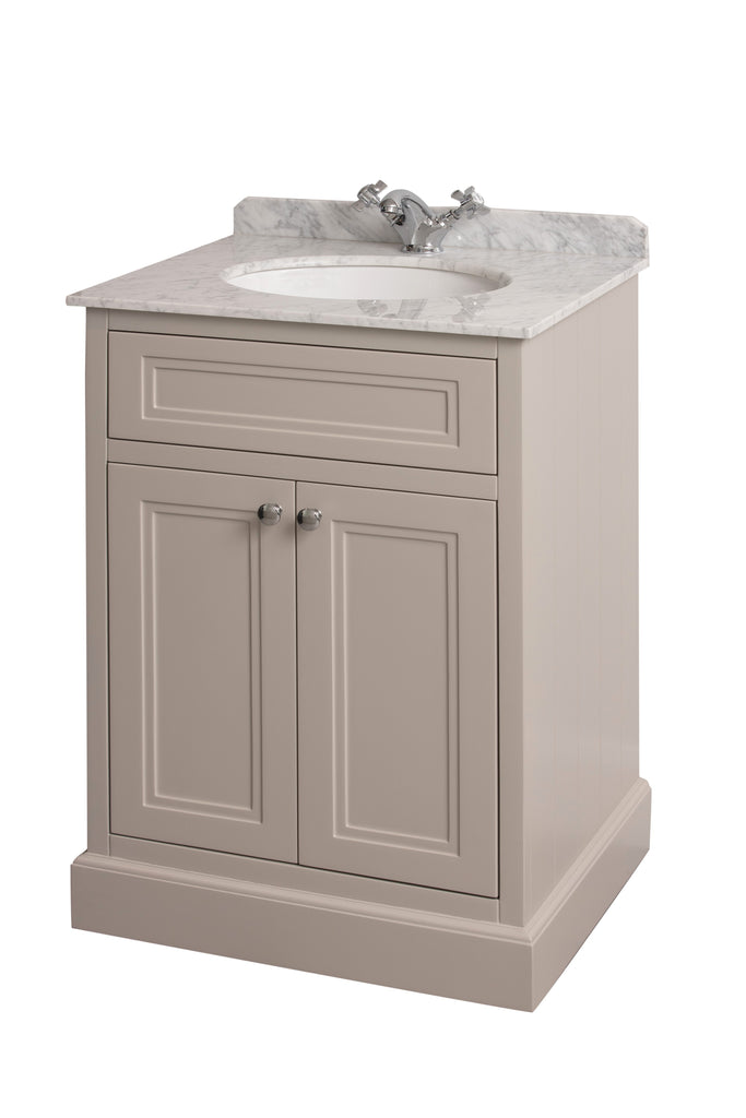 Charlotte Traditional 600mm Vanity Unit Stone White with White Marble Worktop