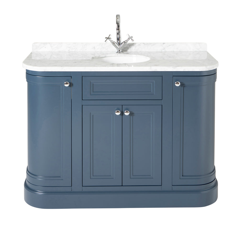 Merrion Traditional 1200mm Vanity Unit Navy with Marble Worktop & Under-counter Basin